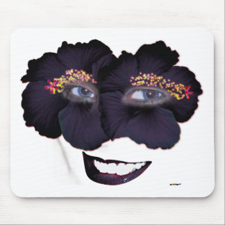 Hibisken mit Lächeln - Schwarz/Lila Mousepad