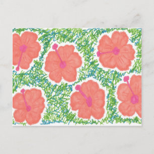 Hibisken Pop Art Pattern Postkarte