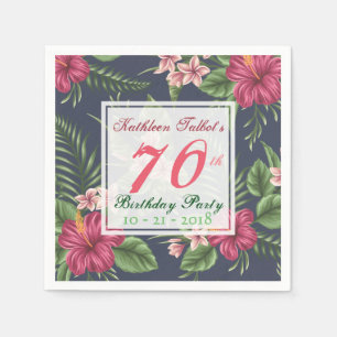 Hibiskus-70. Geburtstags-Party-Papierserviette Serviette