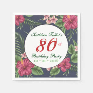 Hibiskus 80. Geburtstagsparty Paper Napkin Serviette