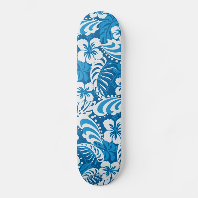 Hibiskus abstrakt blumenreich skateboard (Vorderseite)