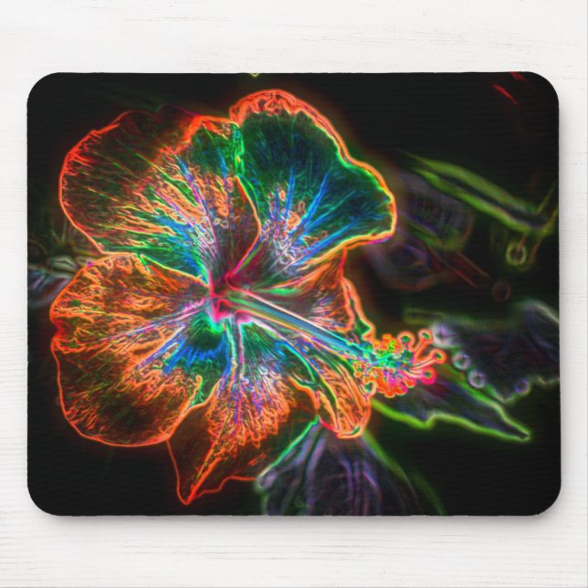 Hibiskus Abstrakte Blume Kunst Mousepad (Vorne)