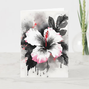 Hibiskus - Aquarellblumen Karte