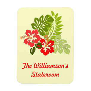 Hibiskus auf gelber Stateroom Tür-Markierung Magnet