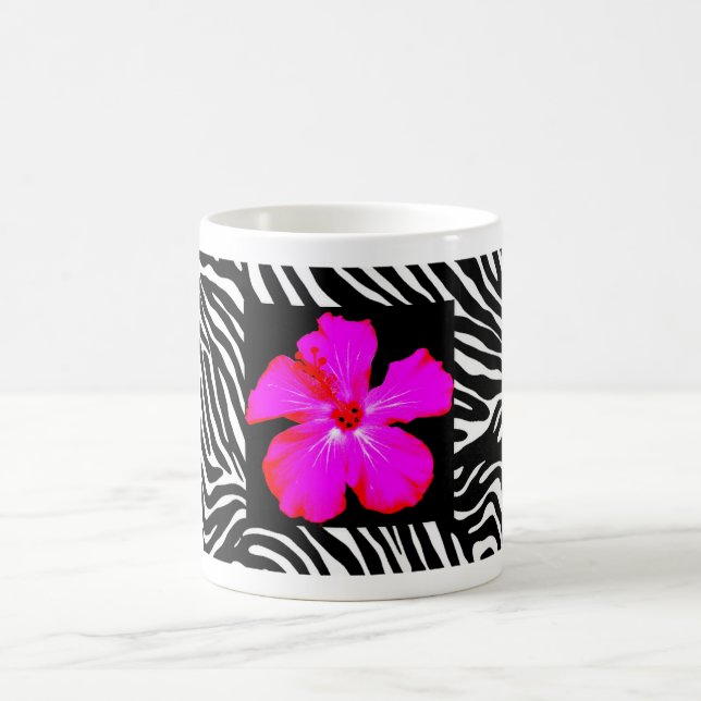 Hibiskus auf Zebra Print-Tasse Kaffeetasse (Mittel)
