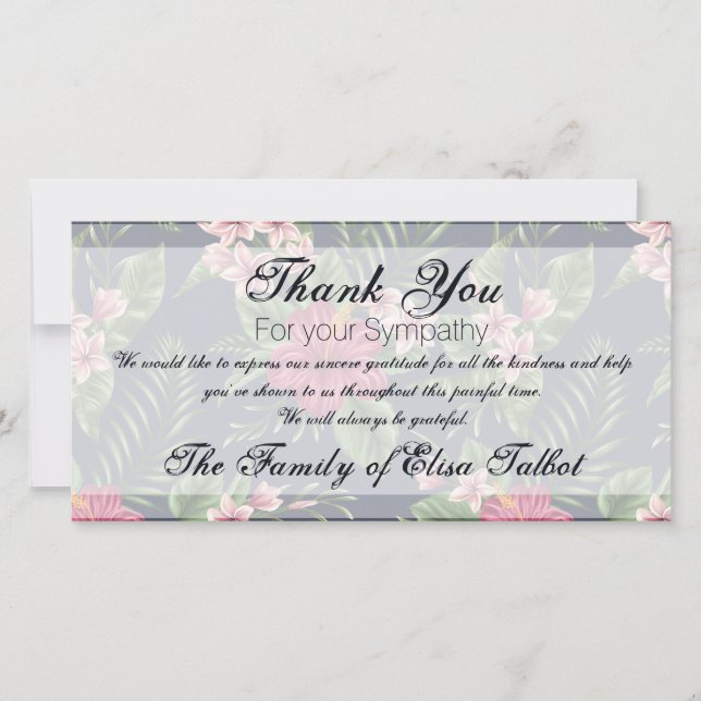 Hibiskus Beileid Vielen Dank Foto-Karte Dankeskarte (Vorderseite)