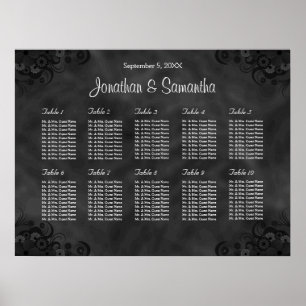 Hibiskus Black 10 Tables Hochzeitssender Poster