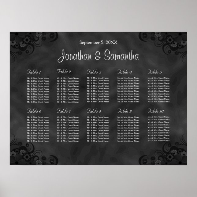 Hibiskus Black 10 Tables Hochzeitssender Poster (Vorne)