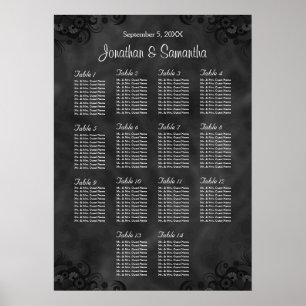 Hibiskus Black 14 Tables Hochzeitssessortierung Poster