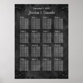 Hibiskus Black 16 Tables Hochzeitsdiagramm Poster
