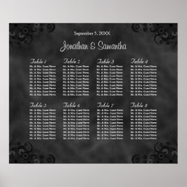 Hibiskus Black 8 Tables Hochzeitstabelle Poster