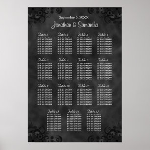Hibiskus Black Wedding 15 Tables Sitzdiagramm Poster