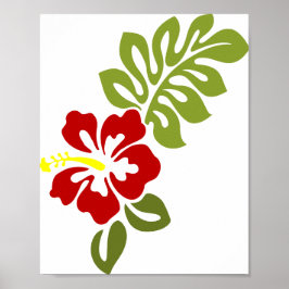 Hibiskus Blossom Leaf Rote blühende Natur Poster