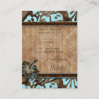 Hibiskus Blue Brown mit Hochzeitskarten für Beach Begleitkarte