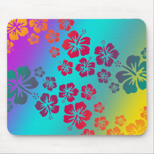 Hibiskus blüht 2   farbiger Hintergrund Mousepad