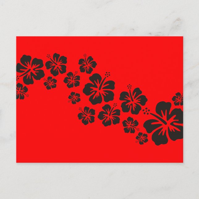 Hibiskus blüht in Schwarz | Feuer rot Postkarte (Vorderseite)