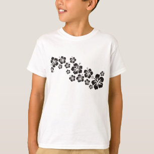 Hibiskus blüht in Schwarz T-Shirt