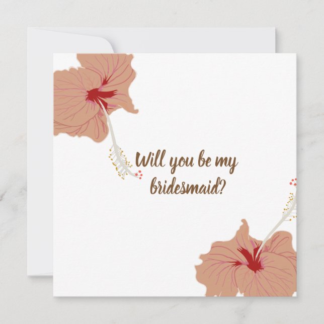 Hibiskus Blume Bridesmaid Wedding Card Einladung (Vorderseite)