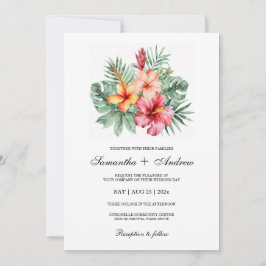 Hibiskus Blume Hochzeitsszenario Einladung