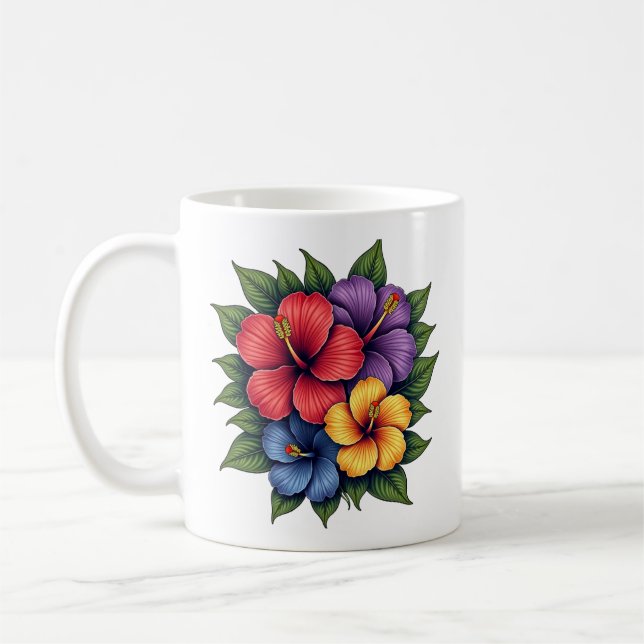 Hibiskus Blume Keramik Kaffee Tasse (Links)