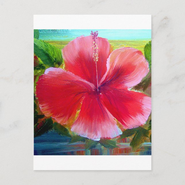 Hibiskus Blume Kunst Postkarte (Vorderseite)