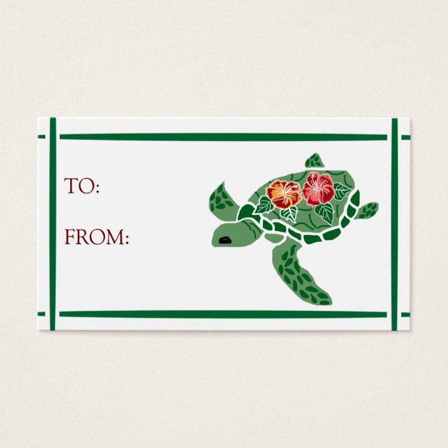 Hibiskus Blume Meeresschildkröte GIFT TAGS (Vorderseite)