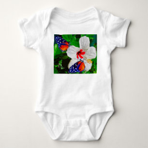 Hibiskus Blume mit 2 Tiger Langschwingende Schmett Baby Strampler