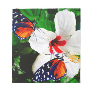 Hibiskus Blume mit 2 Tiger Langschwingende Schmett Notizblock