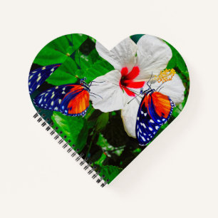 Hibiskus Blume mit 2 Tiger Langschwingende Schmett Notizbuch