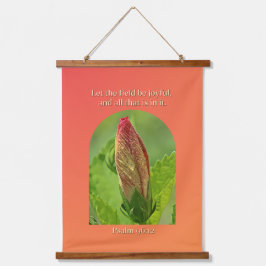 Hibiskus-Blume mit Taubentropfen und Bibelversen Wandteppich Mit Holzrahmen