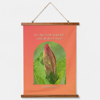Hibiskus-Blume mit Taubentropfen und Bibelversen Wandteppich Mit Holzrahmen