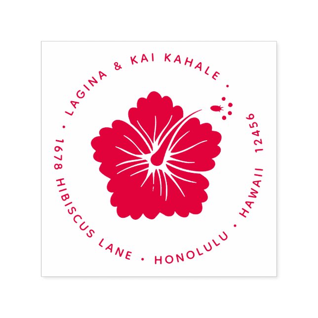 Hibiskus Blume Rücksendeadresse Hawaii Tropical Permastempel (Design)