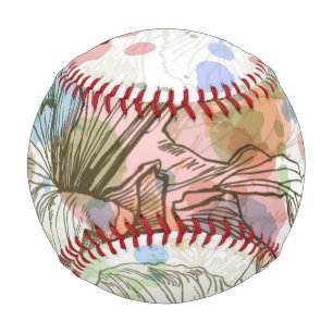 Hibiskus Blume und Aquarell Baseball