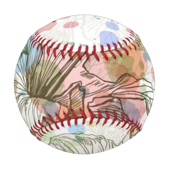 Hibiskus Blume und Aquarell Baseball (Vorderseite)