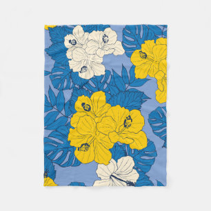 Hibiskus Blume und Blätter Fleecedecke