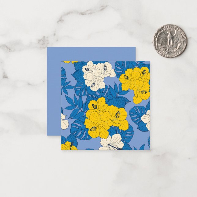 Hibiskus Blume und Blätter Mitteilungskarte (Vorderseite/Rückseite Beispiel)