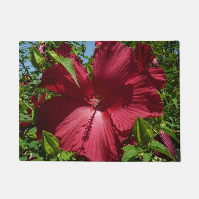Hibiskus Blume und Blue Sky Fußmatte (Vorderseite)