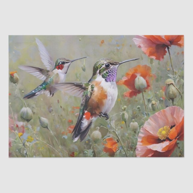 Hibiskus Blume und Hummingbird Decoupage Seidenpapier (Vorderseite)