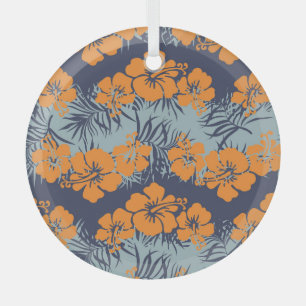 Hibiskus-Blume: Vintages Blumenmuster Ornament Aus Glas
