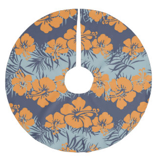 Hibiskus-Blume: Vintages Blumenmuster Polyester Weihnachtsbaumdecke