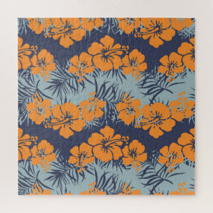 Hibiskus-Blume: Vintages Blumenmuster Puzzle