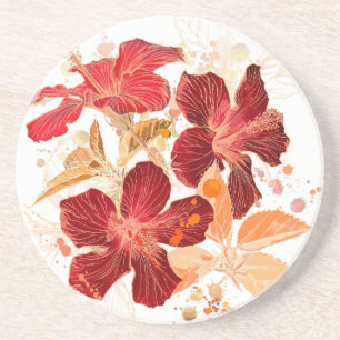 Hibiskus-Blume - Watercolorfarbe 2 Getränkeuntersetzer