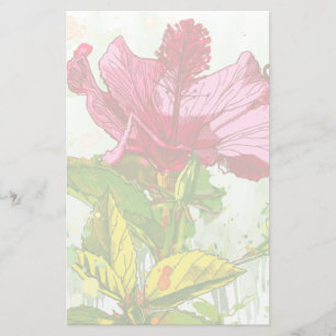 Hibiskus-Blume - Watercolorfarbe Briefpapier