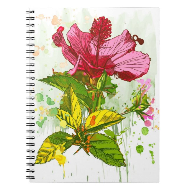 Hibiskus-Blume - Watercolorfarbe Notizblock (Vorderseite)