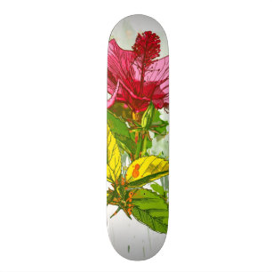Hibiskus-Blume - Watercolorfarbe Skateboard