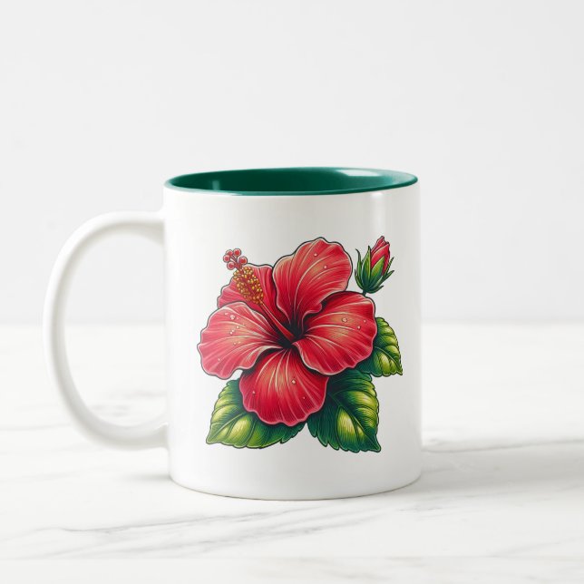 Hibiskus Blume zwei Töne Zweifarbige Tasse (Links)