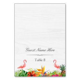 Hibiskus-Blumen-Flamingo-Hochzeitsplatz-Empfang Tischnummer