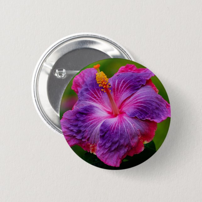 Hibiskus-Blumen-Knopf Button (Vorne & Hinten)