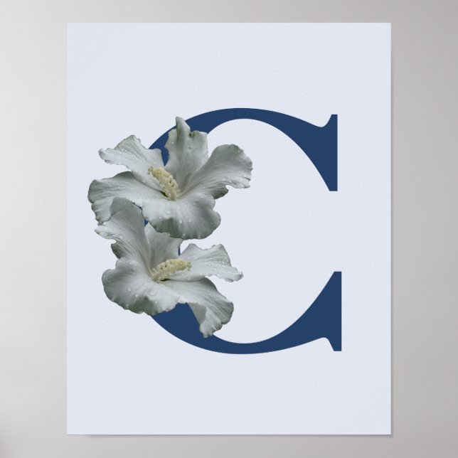 Hibiskus-Blumen-Monogramm Anfangsbuchstabe C Poster (Vorne)