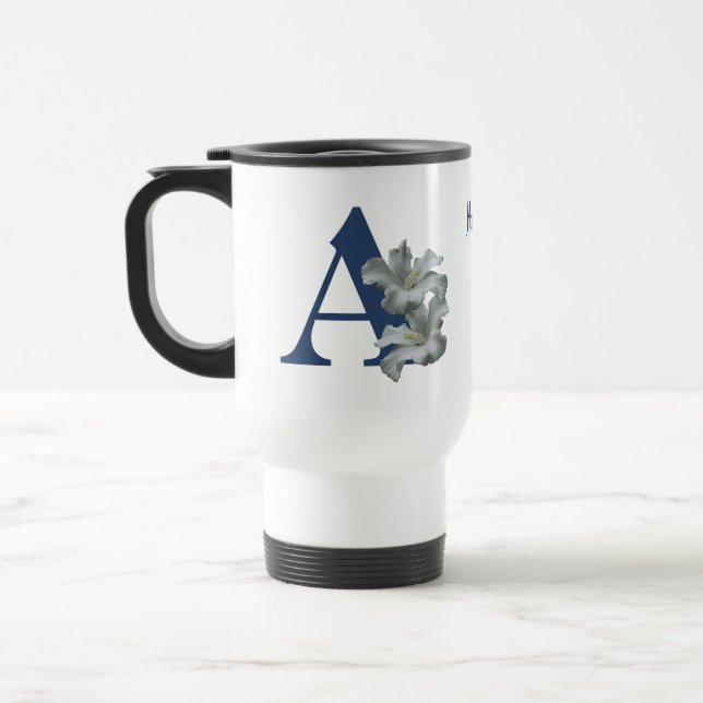 Hibiskus-Blumen-Monogramm Initiale A Personalisier Reisebecher (Links)